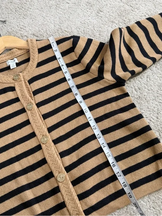 NWT J. Crew Factory Women’s Stripe Cotton Lady Cardigan Sweater in Brown Black M - Picture 10 of 10